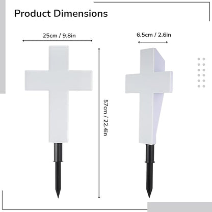 yeesport Solar-Powered Cross Light, Grave Marker Cemetery Decoration, Cemetery Cross for Grave,White LED Light Cross, Garden Stake Light, Outdoor Peaceful Decorative Lamp for Yards, Gardens, Patios