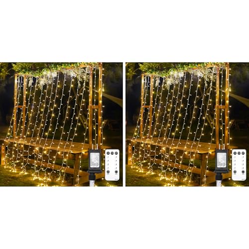 suddus 300 LED Curtain Lights Warm White 2PACK