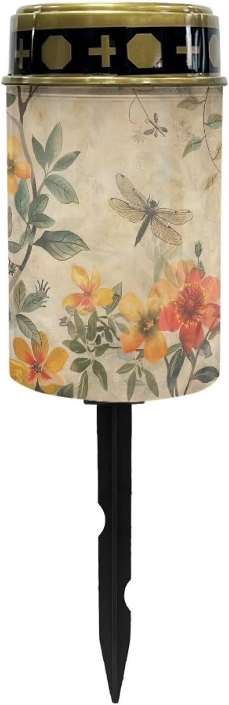 Dragonfly Cemetery Solar Lights Outdoor Waterproof Easy to Install Convenient to Use Solar Garden Light Retro Solar Lights for Cemetery Graveyard Memorial Accessory Decoration