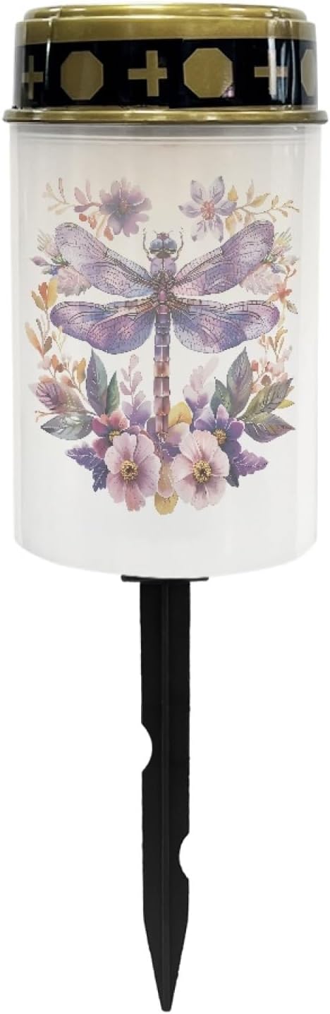 Dragonfly Solar Floral Lights Outdoor Waterproof Purple Lantern Solar Garden Lights Decorative for Yard/Patio/Driveway,Outdoor Landscape Lighting-Warm White