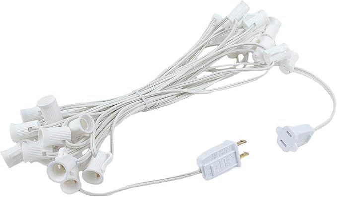G30 Patio String Lights with 25 Globe Bulbs - Garden Hanging String Lights - Vintage Backyard Patio Lights - Outdoor String Lights - Market Cafe Bistro String Lights – White Wire -25 Feet
