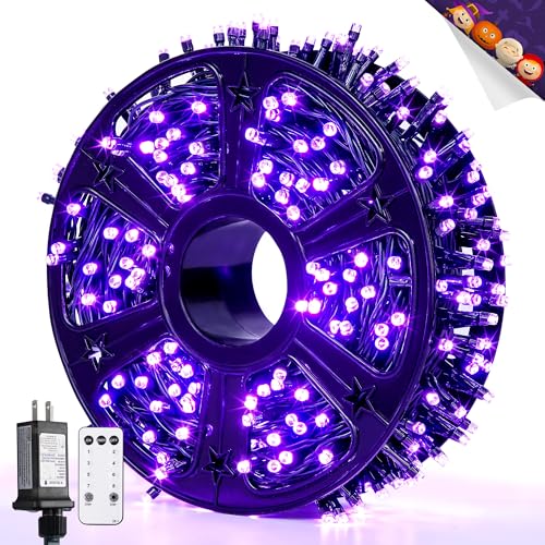 JMEXSUSS 400 LED Purple Halloween Lights Outdoor Plug in