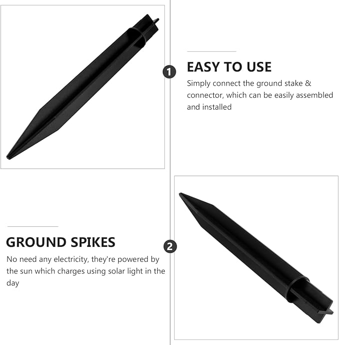 5pcs Solar Powered Plastic Ground Spike Lamp, Outdoor Landscape Lighting Stakes for Solar Lights, Durable Ground Plug, 5.5 Inches Height, Ideal for Gardens and Pathways