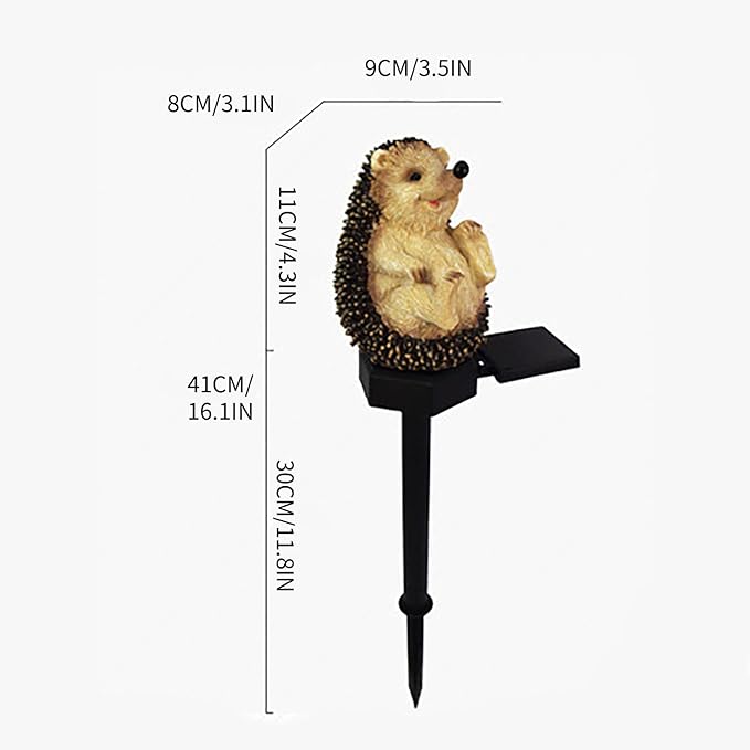 Resin Garden Statues Cute Hedgehog, Statues Outdoor with Solar Lights, Solar Garden Sculptures, Funny Animal Garden Decor, Housewarming Gifts, Lights for Patio Yard, Balcony Decorations (B)