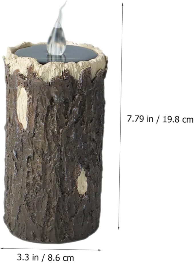 VANZACK Wood Grain Solar Pathway Light Outdoor Garden Decorative Stump Lamp for Landscape