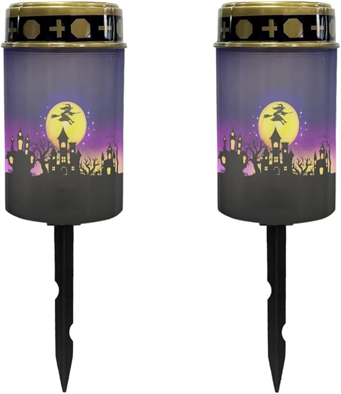 Witch Moon Solar Garden Light Outdoor Waterproof Solar Garden Light Solar Lights for Outside Yard Path Halloween Landscape Pathway Solar Power Garden Lights