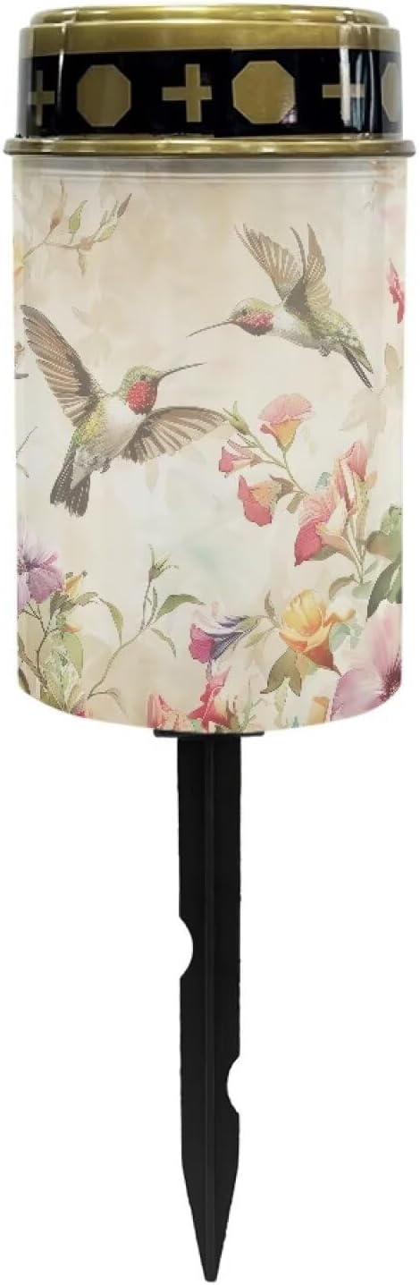 Hummingbird Flower Solar Lights Outdoor Waterproof for Grave Decorations for Cemetery Mom Suitable for Garden Paths