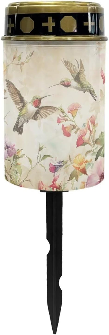 Hummingbird Flower Solar Lights Outdoor Waterproof for Grave Decorations for Cemetery Mom Suitable for Garden Paths