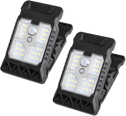 2 PCS Outdoor Solar Clip Light with Motion Sensor, 2026 New Clip on Solar Lights Outdoor Waterproof 3 Modes 3 Mounting Ways for Fence, Wall, Garage, Patio Umbrella