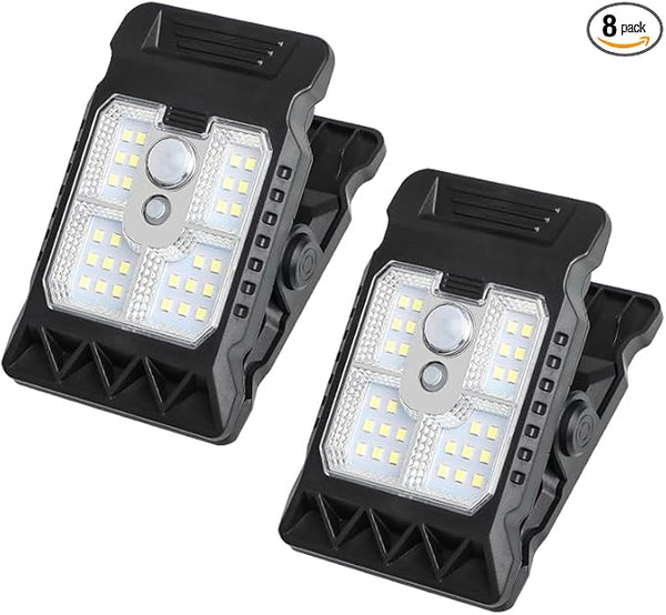 Solar Clip Light with Motion Sensor, 2026 New Portable Outdoor LED Light for Camping, Adjustable Clip On LED Light | Lumora