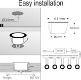 FVTLED LED Deck Lights Kit, 20pcs Φ1.22 D31 WiFi Smart Phone Control Low Voltage Recessed RGBW Deck Lighting | Lumora