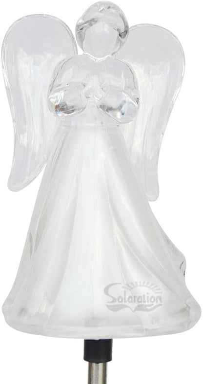 Solar Wholesale 1053-2 A Set of Two Frosty Praying Angels Solar Garden Stake LED Lights