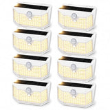 HMCITY 120 LED Solar Lights Outdoor Motion Sensor, 8 Pack, White Warm