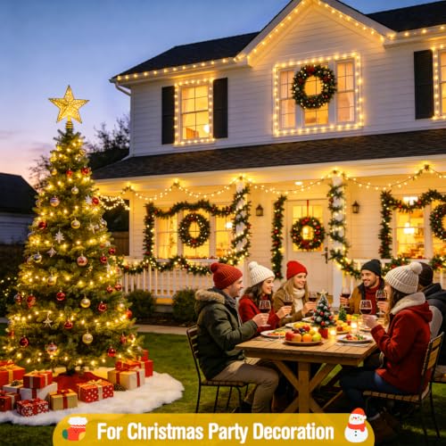 JMEXSUSS 502ft 1500 LED Christmas Lights Outdoor with Remote, Warm White
