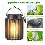 2 Pack Solar Lanterns Outdoor Waterproof, Retro Hanging Lantern, Black