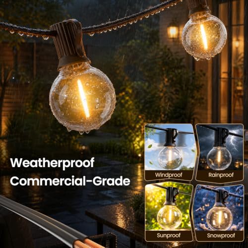 RTTY Outdoor String Lights LED 25 FT, Patio Light Waterproof 13 LED Bulbs