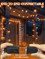 25Ft LED Outdoor Halloween Decorations Lights, 25 G40 Orange Globe Bulbs