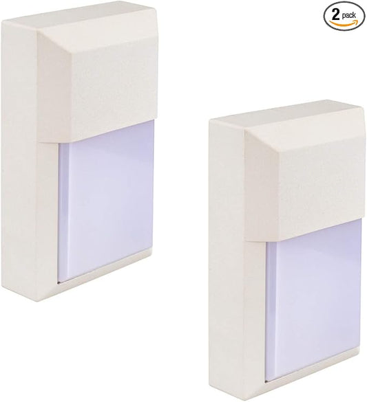 LIT-PaTH Outdoor LED Wall Lantern, Wall Sconce as Porch Lighting Fixture, 12W 1000 Lumens, Aluminum Housing Plus PC, 5000K White Finish, 2-Pack