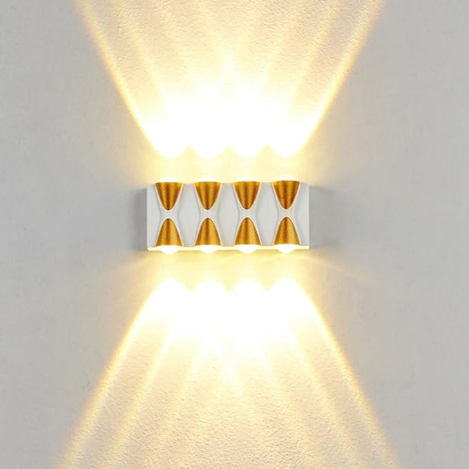 Exterior Lights Wall Mount, Up and Down Wall Lamp Indoor 8W Warm White 3000K Porch Lights IP65 Waterproof Morden Wall Sconces Lighting for House Stairs Garage Patio Cafe (White)