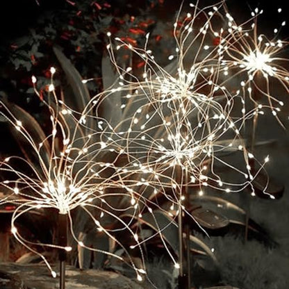 Solar Garden Lights IP65 Waterproof – 8 Lighting Modes, Decorative Firework Solar Lights for Yard, Patio, Wedding & Party (White Light)