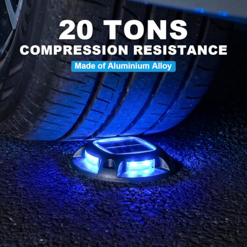 VOLISUN Solar Driveway Lights Dock Marine Lights 12 Pack,2 Colors in 1,Outdoor LED Deck Lights,Solar Powered Waterproof Warning Step Lights for Driveway Sidewalk Pathway (Blue/White)