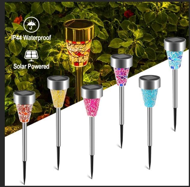 Solar Lights Outdoor Decorative, 2025 Upgrade Solar Garden Lights Stakes, Flower Bed Decorations Color Lawn Ligh ts, Decor for Path, Waterproof, IP44 Waterproof for Yard Driveway Walkway/ 6 Pack