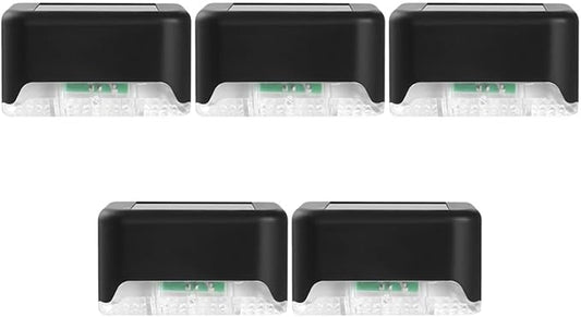 COHEALI 5pcs Solar Garden Deck Lights Outdoor Waterproof LED Fence Wall Lights Warm White for Yard Corridor Stair Lighting