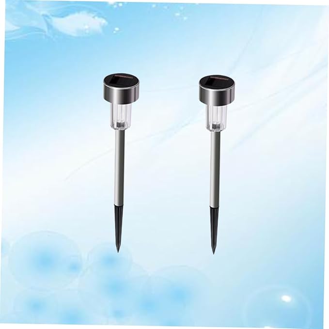 Mikikit 2pcs Stainless Steel Solar Garden Lights Led Pathway Lights for Outdoor Auto Solar Ground for Landscape Patio Pathway
