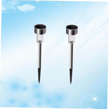 Mikikit 2pcs Stainless Steel Solar Garden Lights Led Pathway Lights for Outdoor Auto Solar Ground for Landscape Patio Pathway