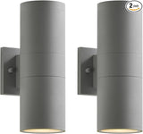 mirrea Modern Outdoor Porch Light Patio Light in 2 Lights with Aluminum Cylinder and Tempered Glass Cover | Lumora
