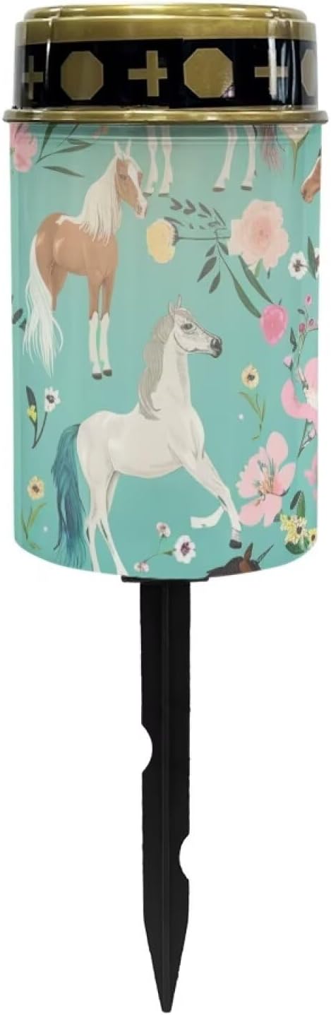 Horse Floral Solar Lights Outdoor Waterproof Garden Solar Light Cemetery Decoration Memorial Lamp Solar Pathway Lights for Home Path Kitchen Gift for Friends