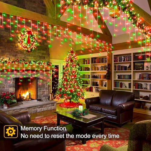 Red and Green Christmas Lights Outdoor Icicle Lights for Outside 66ft 640L