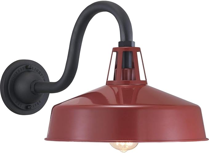 Progress Lighting Cedar Springs Collection 1-Light Farmhouse Outdoor Extra-Large Wall Lantern Light Red