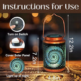 DIBIEECN Birthday Gifts for Women Mom Grandma Wife, Solar Lanterns Outdoor Waterproof, Metal Hanging Lights Garden Decor, LED Decorative Lantern for Patio Porch Backyard, Blue, 1 Pack