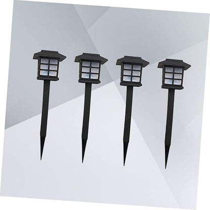 4pcs Solar Pathway Lights Solar Powered Led Garden Lights for Lawn Walkway Driveway Patio Easy to Install with Black