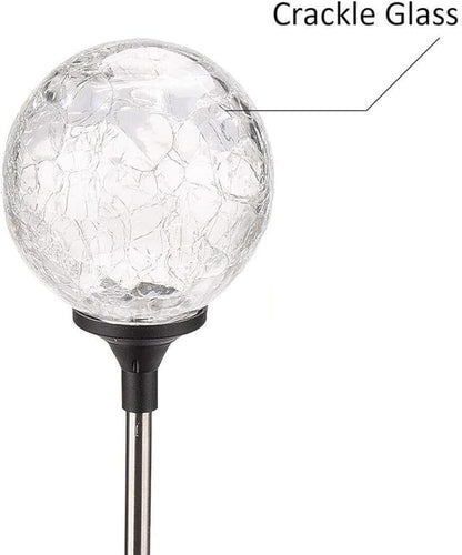 Uonlytech 4pcs Solar LED Garden Lights Color-Changing Glass Ball Lawn Lamps Outdoor Landscape Ground Plug Lights for Yard Pathway