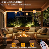 Battery Operated Chandelier, Outdoor Hanging Candle Lights Battery Gazebo Lights, Outdoor Chandelier for Gazebo, Canopy, Pergola, Porch, Tent Decor (4)