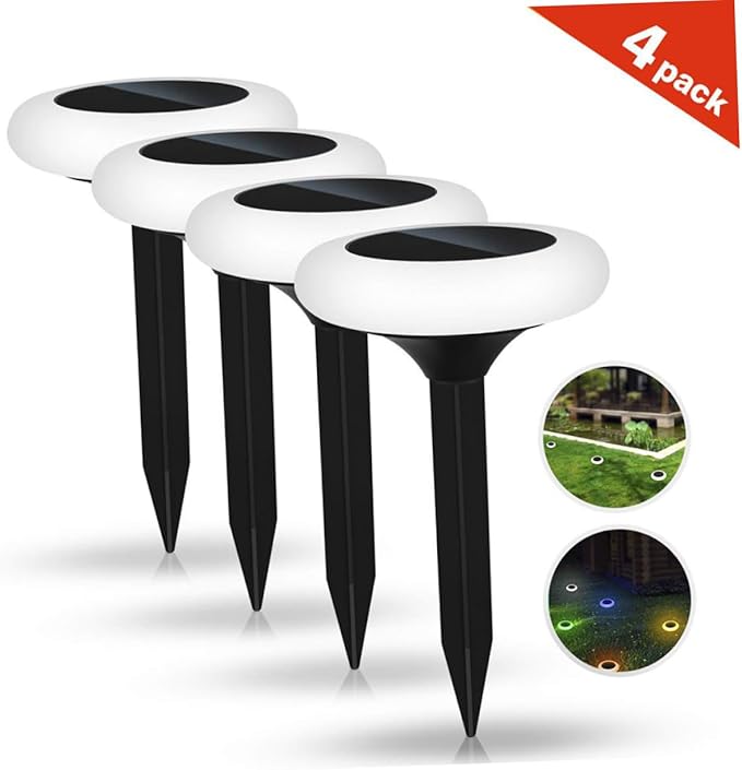 4pcs RGB Solar Ground Plug Light Garden Solar Pathway Lamp Outdoor Landscape Lighting Energy Saving Garden Lights | Lumora