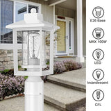 Outdoor Post Lights, Exterior Post Lantern, Outdoor Post Lamp, Pathway Post Lighting Fixture with Seeded Glass, Pillar Light in White Finish, Van-P WH