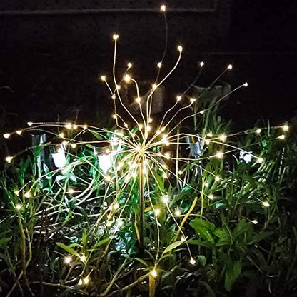 EpicGadget Solar Firework Light, 105 LED Warm Light Outdoor Firework Solar Garden Decorative Lights for Walkway Pathway Backyard Christmas Decoration Parties (Warm White) (2 Pieces)