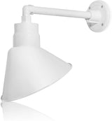 10in. White Angle Shade Gooseneck Sign Light Fixture with 13in. Long Extension Arm - Wall Sconce Farmhouse | Lumora
