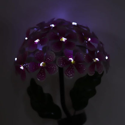 Solar Hydrangea Light, 26 LEDs Lifelike Iron Flower Stake Lamp for Garden Porch Lawn, Outdoor Solar Powered Hydrangea Decorative Lighting for Yard and Garden(Pink)