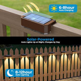 8 Pack Solar Fence Lights Outdoor, Deck Light Solar Powered, IP65 Waterproof Led Riling Solar Lights for Outside Yard Step, Wram White