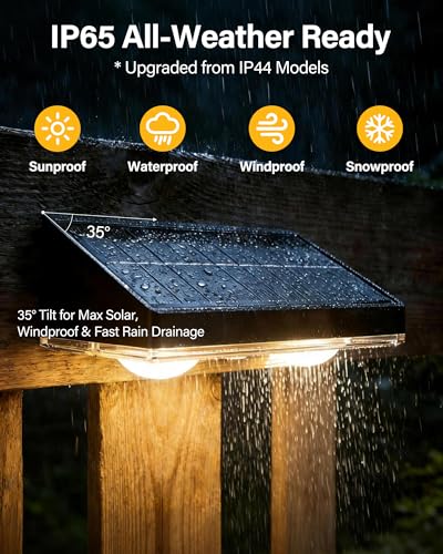 Solar Fence Lights Outdoor, 2 Pack Fence Lights Solar Powered