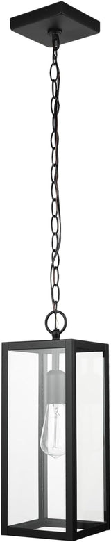 Globe Electric 44773 1-Light Outdoor Pendant, Matte Black, Clear Glass Shade, E26 Base Socket, Kitchen Island | Lumora