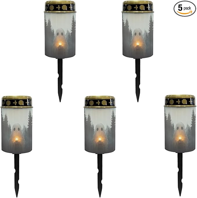 Halloween Solar Garden Lights Outdoor Waterproof Pathway Lights for Yard Patio Walkway Halloween Decoration Solar Stake Lights Outdoor Landscape Lighting-Warm White