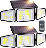 Ensenior Solar Motion Sensor Flood Light, Black, 2-Pack