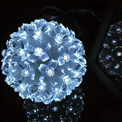 Hann® Solar String Lights, 21ft 50 LED Fairy Blossom Flower Christmas Decorative Lighting for Outdoor Home Lawn Garden Wedding Patio Party and Holiday Decorations (50 LED Peach Blossom White)