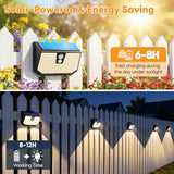 Brightever Solar Lights Outdoor, 6-Pack Motion Sensor Security Lights with 3 Lighting Modes, IP65 Waterproof Solar Powered Wall Lights for Fence, Deck, Patio, Step, Warm White