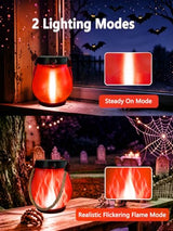 4 Pack Halloween Solar Lanterns Outdoor Waterproof Solar Red Flame Lights